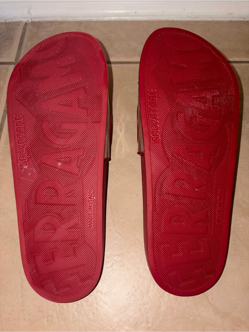 Salvatore Ferragamo Red Logo Slide Sandals - Picture 3 of 3